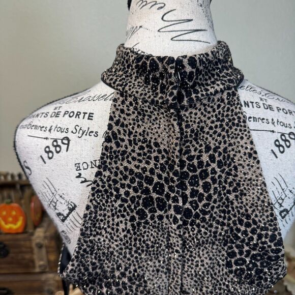 VTG Gunne Sax Jessica McClintock Y2K Glitter Leopard Halter Maxi Dress Jr Sz 9 - Picture 6 of 9